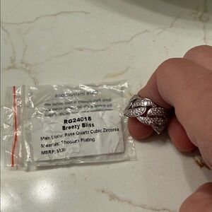 Breezy Bliss Silver Ring with Rose Quartz Cubic Zirconia